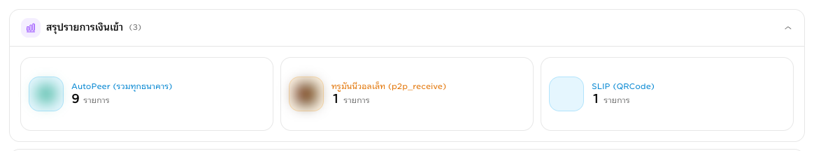 สรุปรายการเงินเข้า